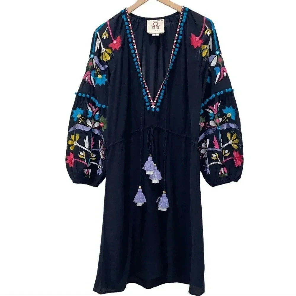 Figue Victoria Embroidered Peasant Dress